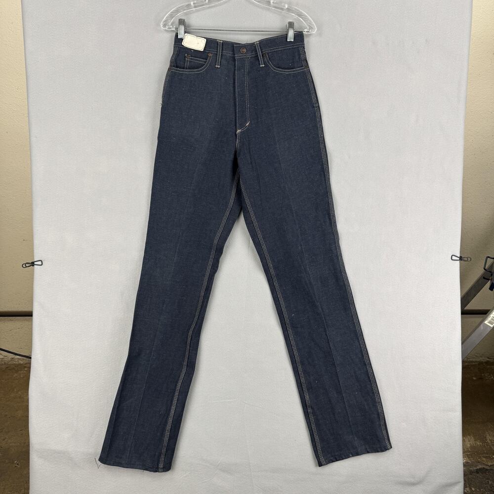Vintage Red Snap Jeans Womens 27 Dark Wash High Rise Straight Denim 5 Pocket